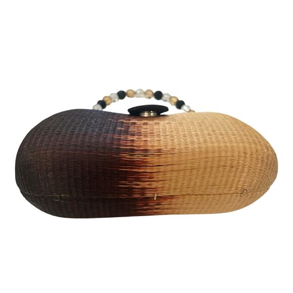 Le Sak Handmade Handbag Purse Beaded Top Handle Made of Natural Buri Palm Fibers - Picture 2 of 5